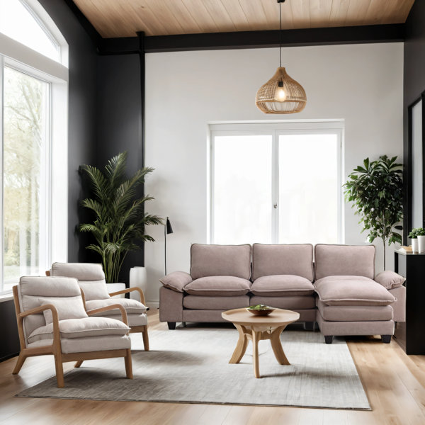 Oliver Natrone 3 Piece Elegant Soft Living Room Set With Dual